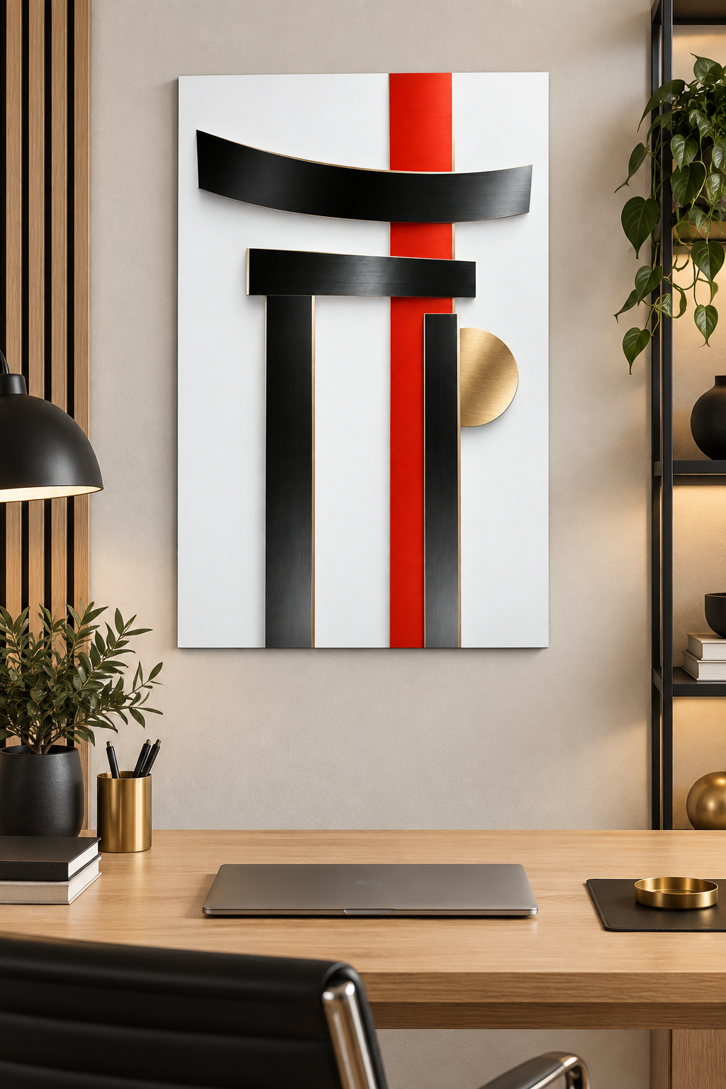 Torii als Grafik in Schwarz und Rot – Alu-Dibond Wandbild