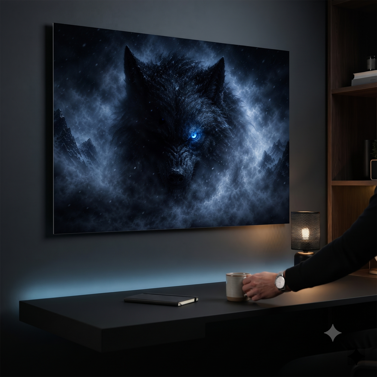 Fenriswolf Wandbild | Nordische Mythologie auf Alu-Dibond