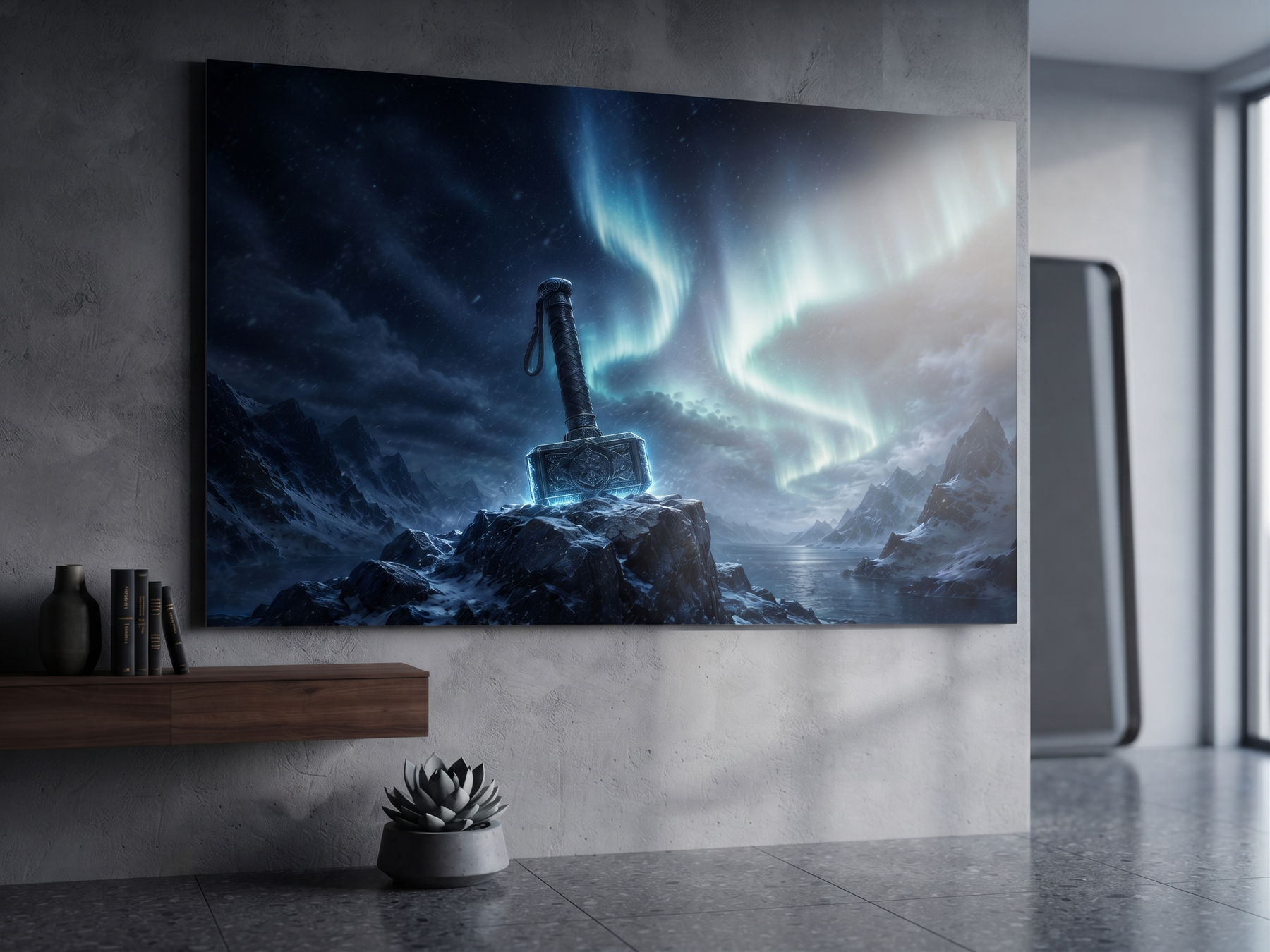 Mjölnir Thors Hammer | Nordisches Alu-Dibond Wandbild