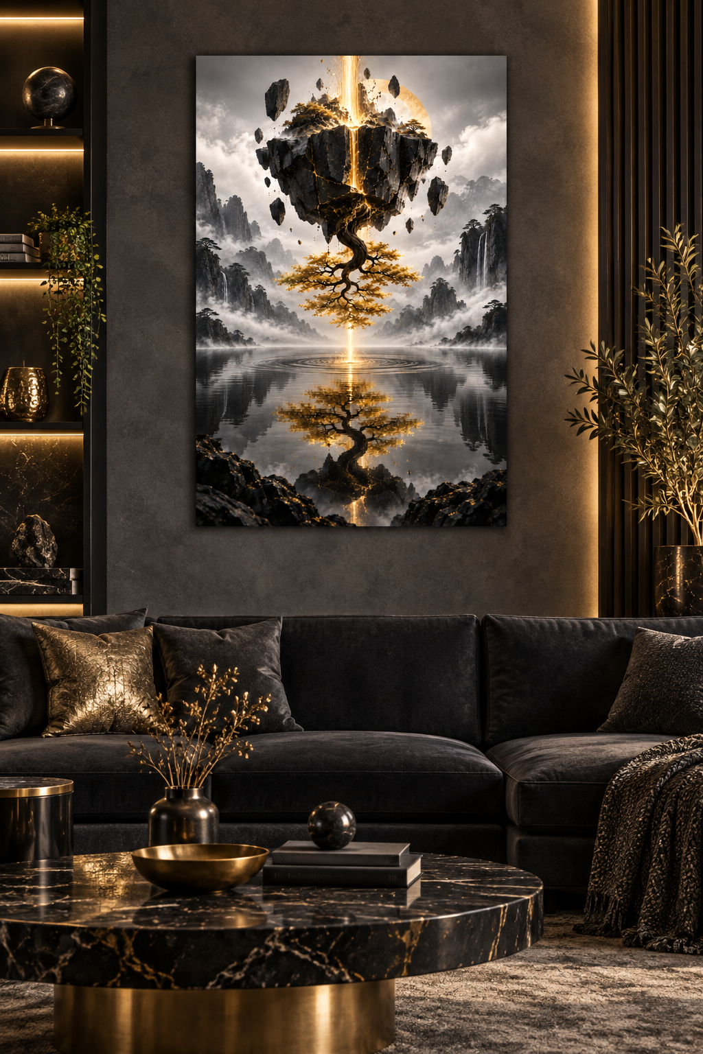 Baum unter der schwebenden Insel – Alu-Dibond Wandbild