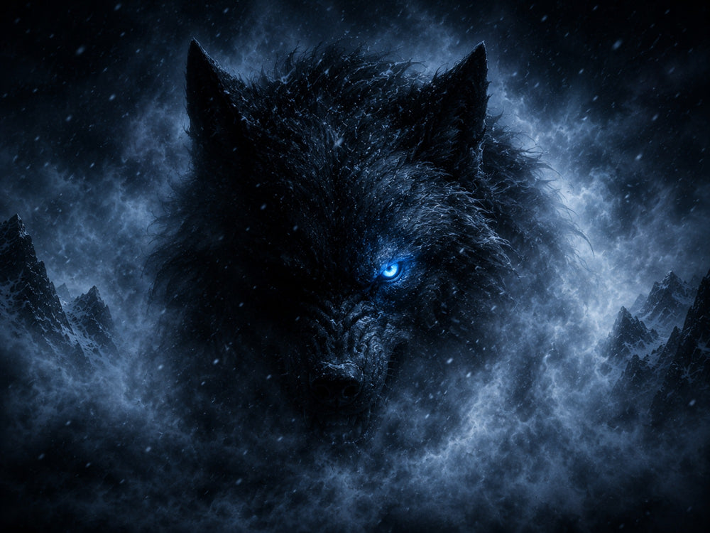 Fenriswolf Wandbild | Nordische Mythologie auf Alu-Dibond