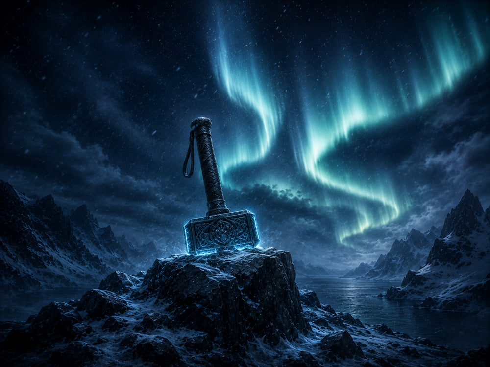 Mjölnir Thors Hammer | Nordisches Alu-Dibond Wandbild
