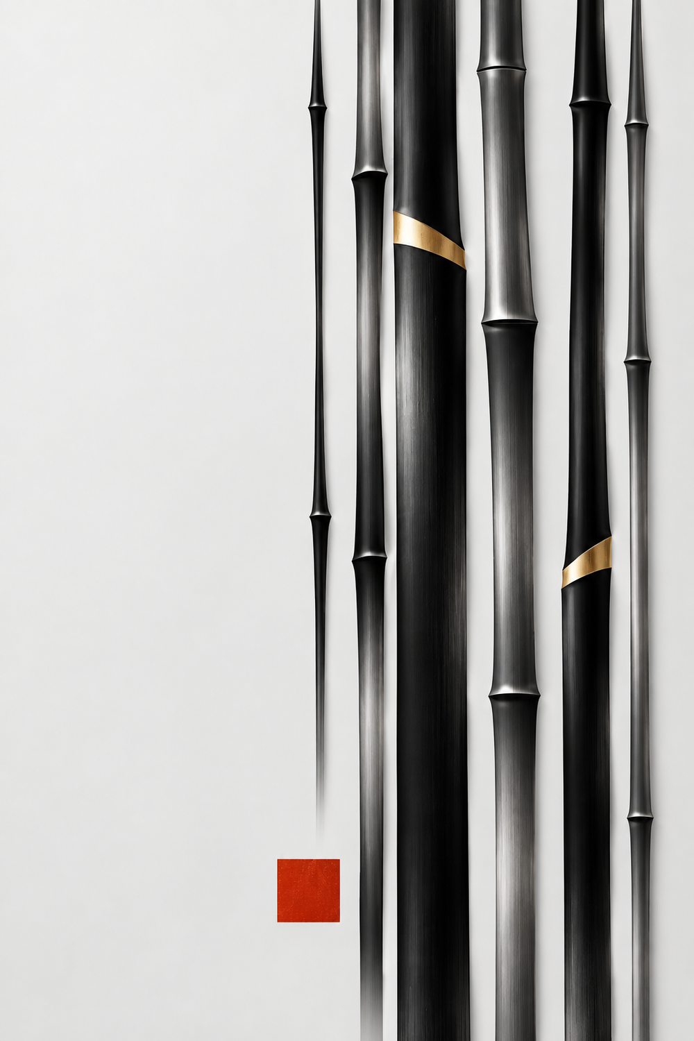 Bambus in Schwarz und Silber – Alu-Dibond Wandbild