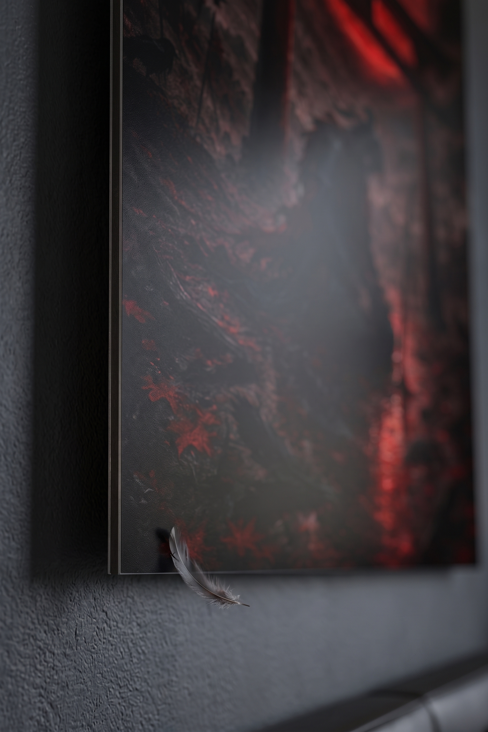 Kniender Samurai mit Raben | Torii Blutmond auf Alu-Dibond