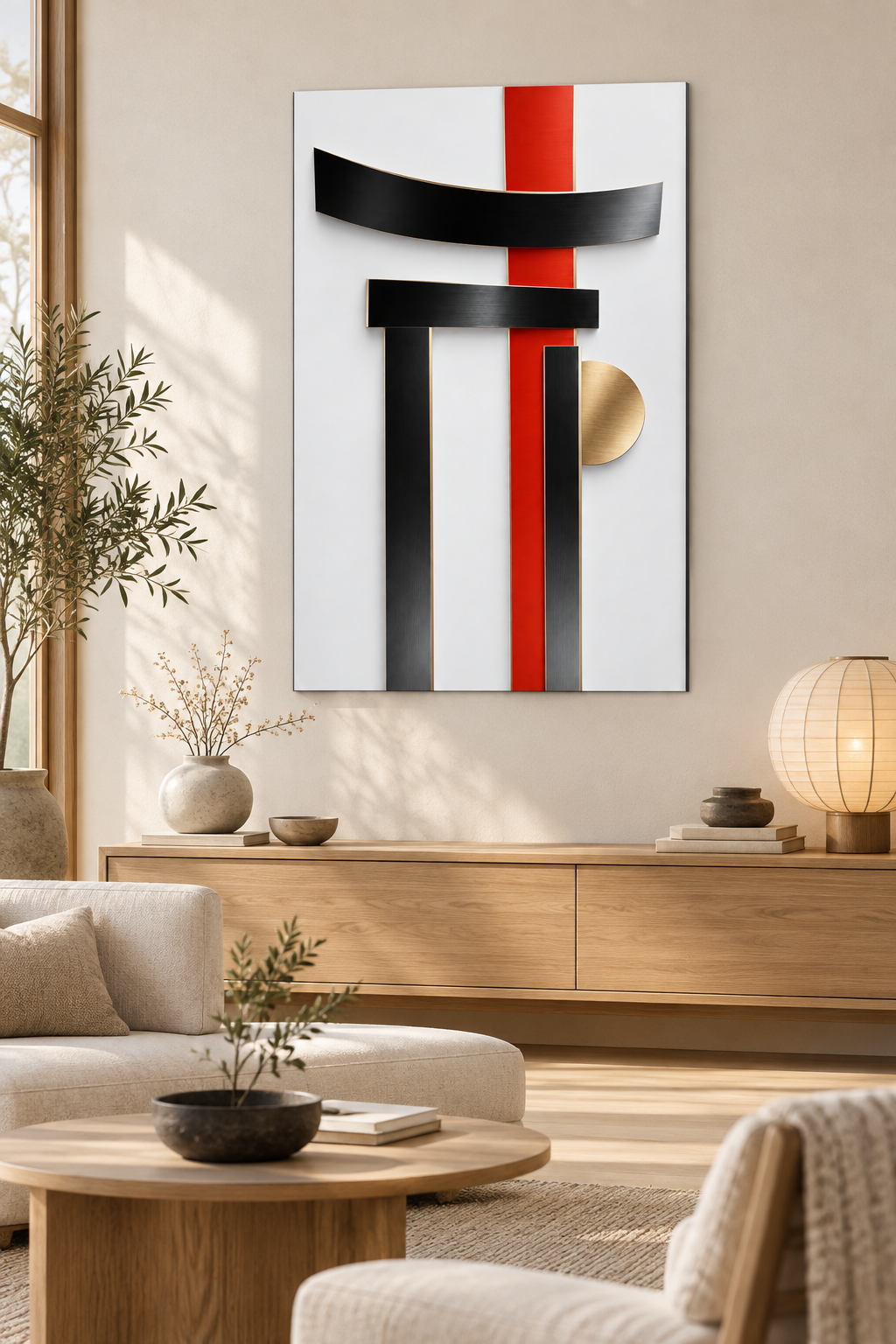 Torii als Grafik in Schwarz und Rot – Alu-Dibond Wandbild