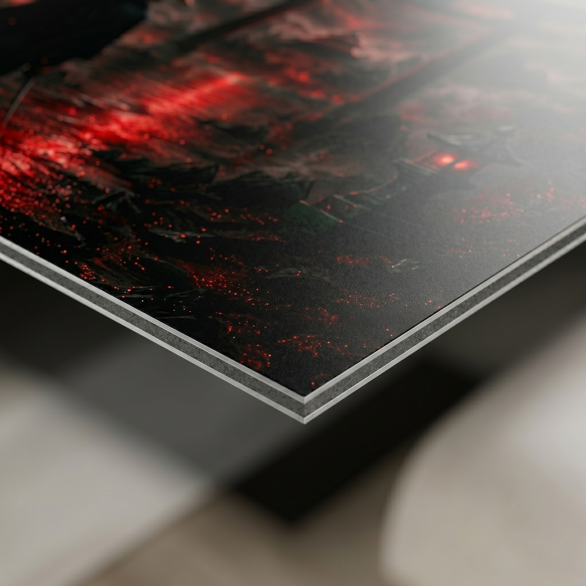 Samurai vor Torii und Blutmond | Japan Wandbild auf Alu-Dibond