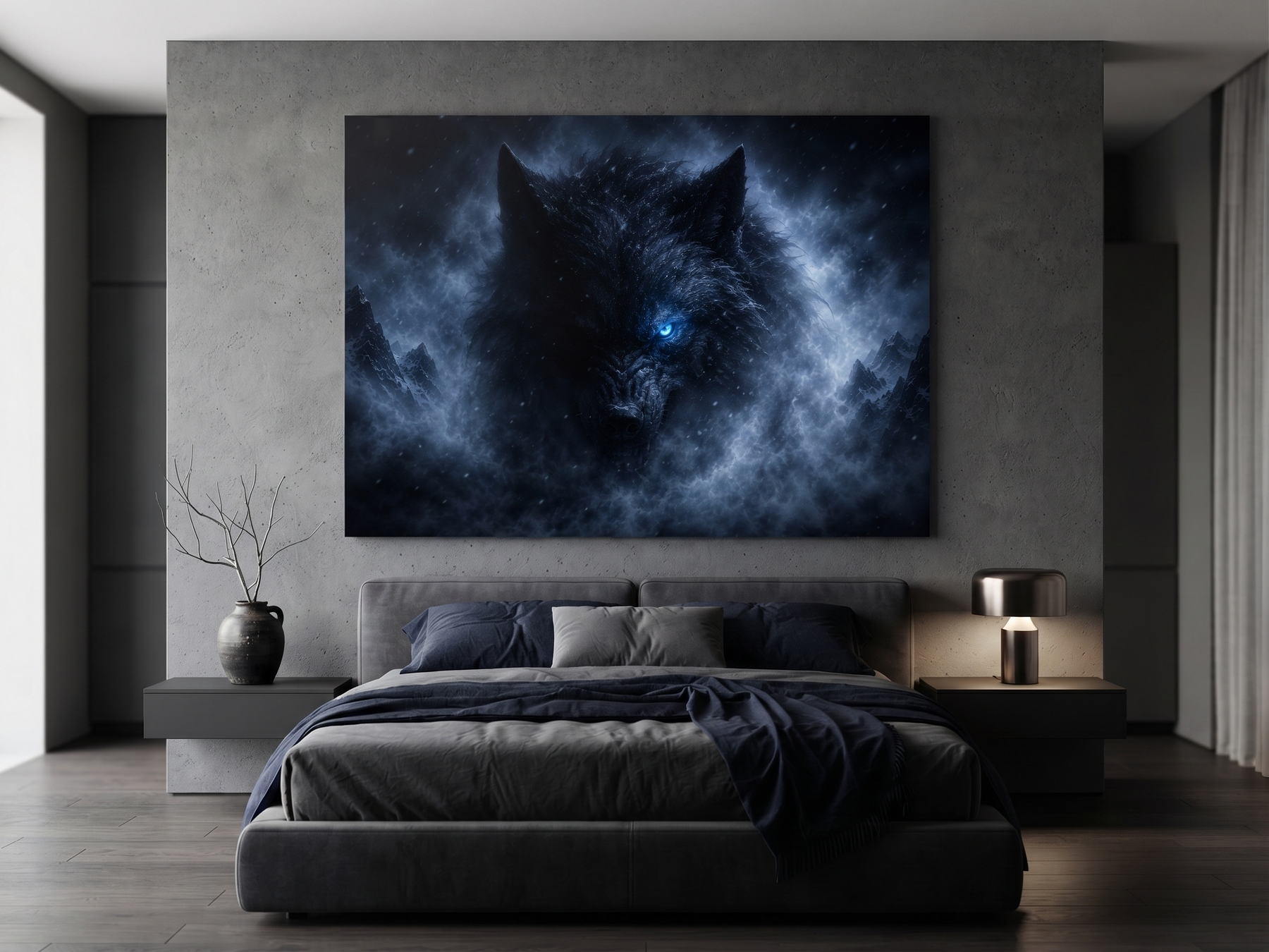 Fenriswolf Wandbild | Nordische Mythologie auf Alu-Dibond
