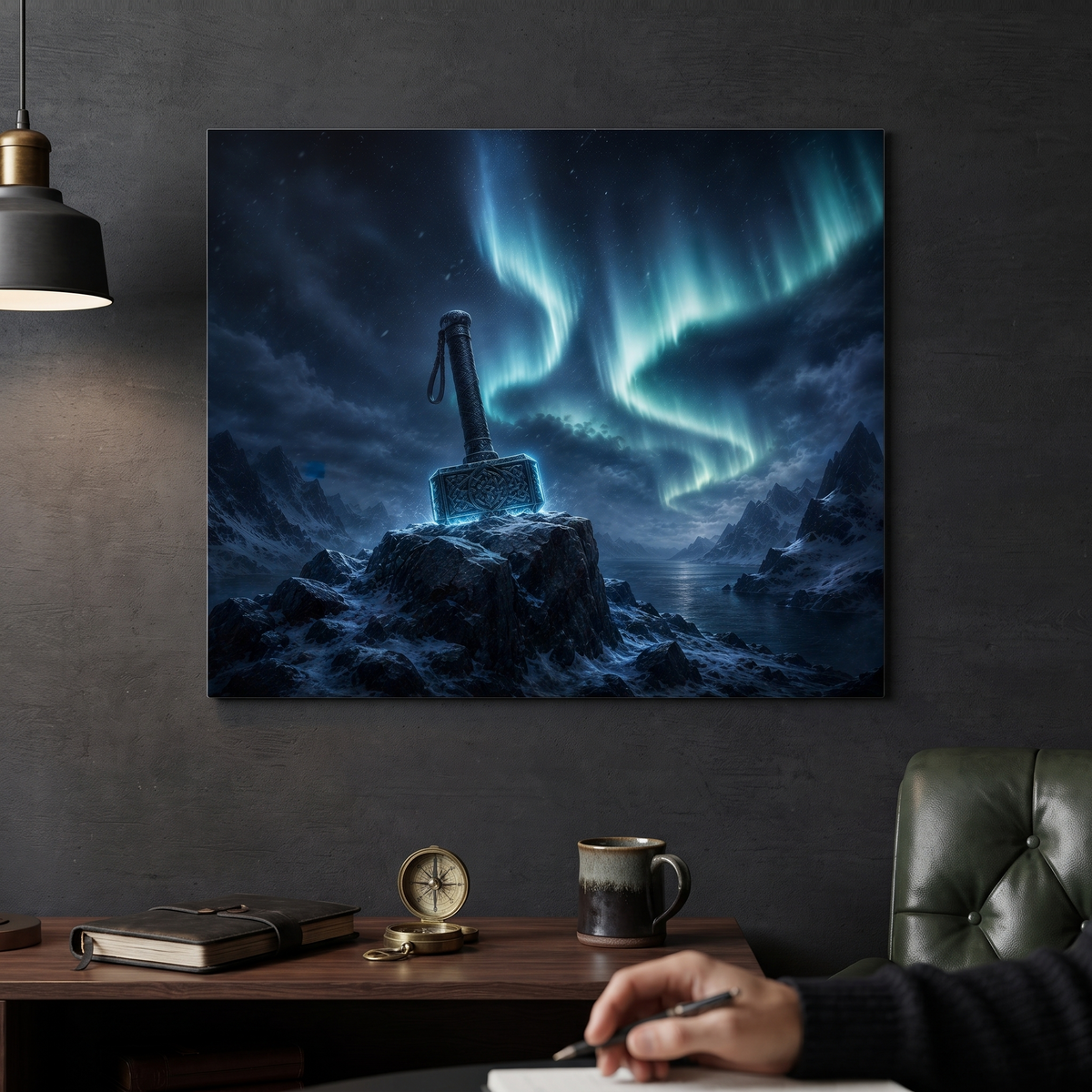 Mjölnir Thors Hammer | Nordisches Alu-Dibond Wandbild