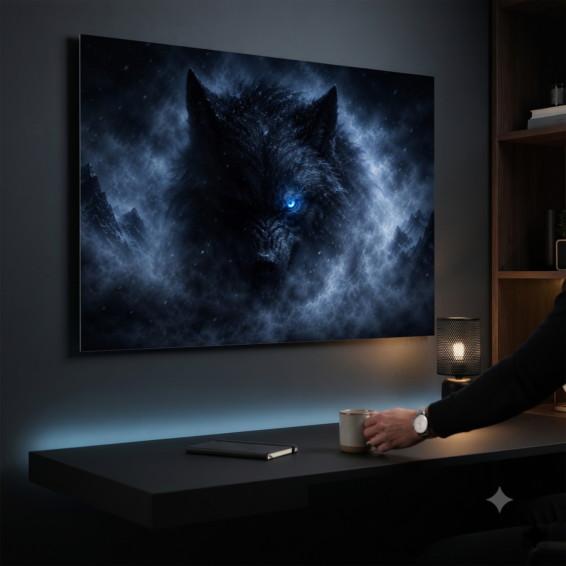 Fenriswolf Wandbild | Nordische Mythologie auf Alu-Dibond