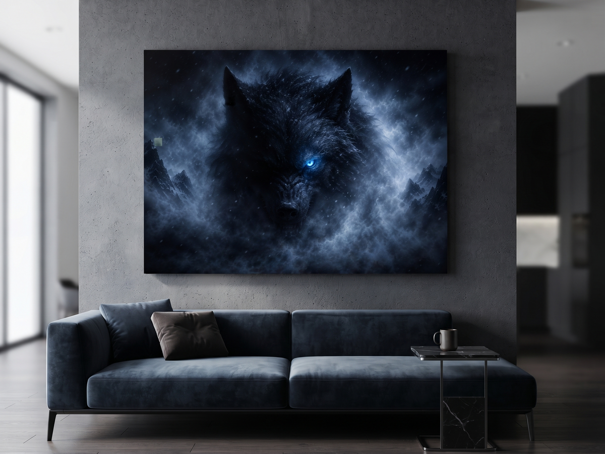Fenriswolf Wandbild | Nordische Mythologie auf Alu-Dibond
