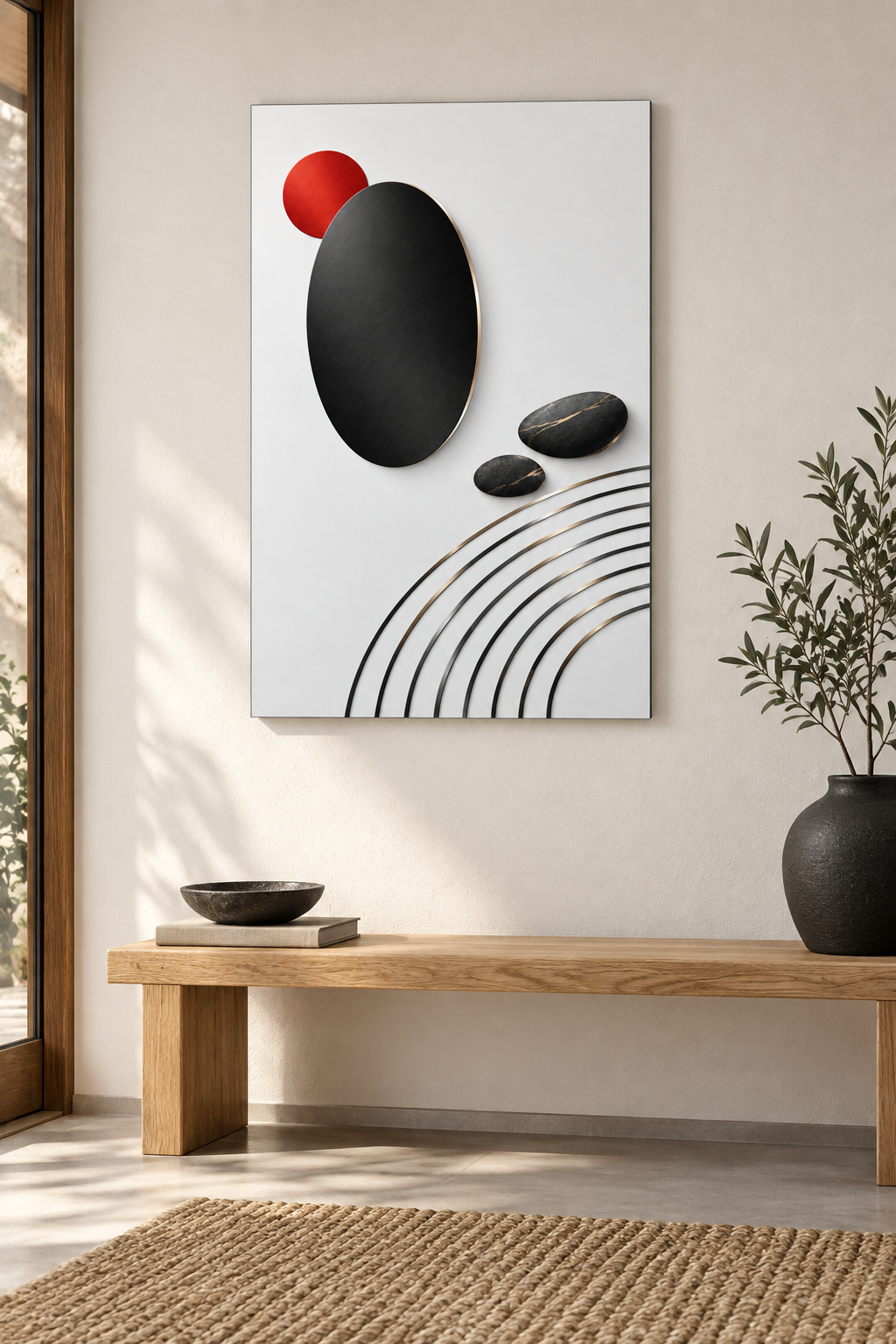 Trockengarten in Schwarz Rot und Gold – Alu-Dibond Bild